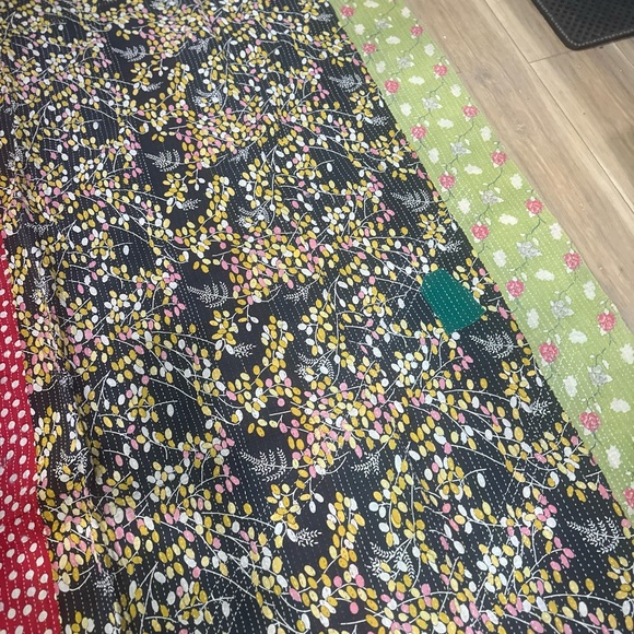 Vintage KANTHA Floral Patchwork crazy Quilt - REVERSIBLE LARGE XL - Picture 5 of 10